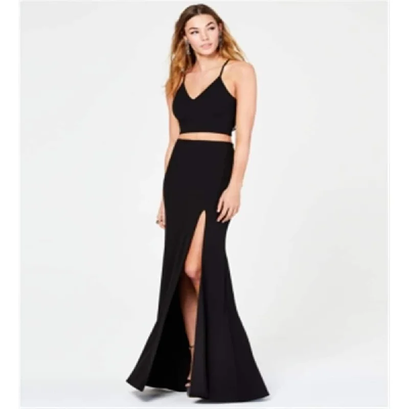 B Darlin Junior's 2 Pc Lace Back Slit Gown Black Size 9/10