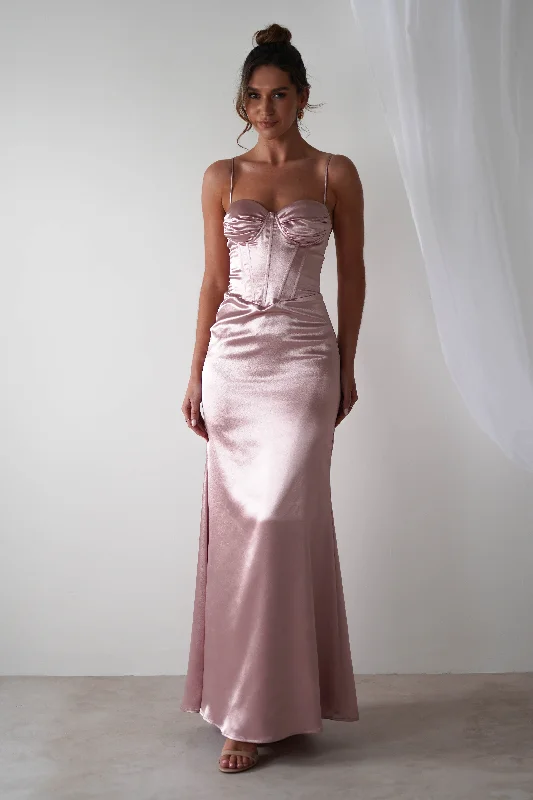 Idonia Satin Corset Gown | Rose