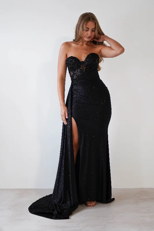 Lavelle Glitter Bodycon Gown | Black