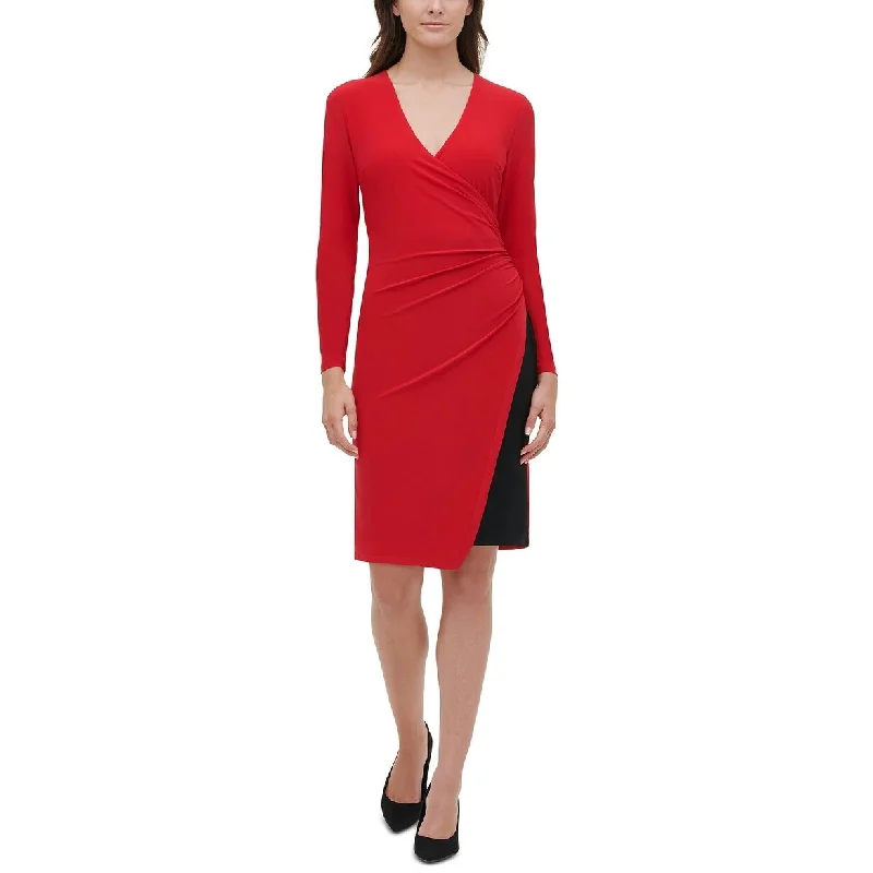 Tommy Hilfiger Women's Petite Ruched Sheath Dress Red Size 6 P