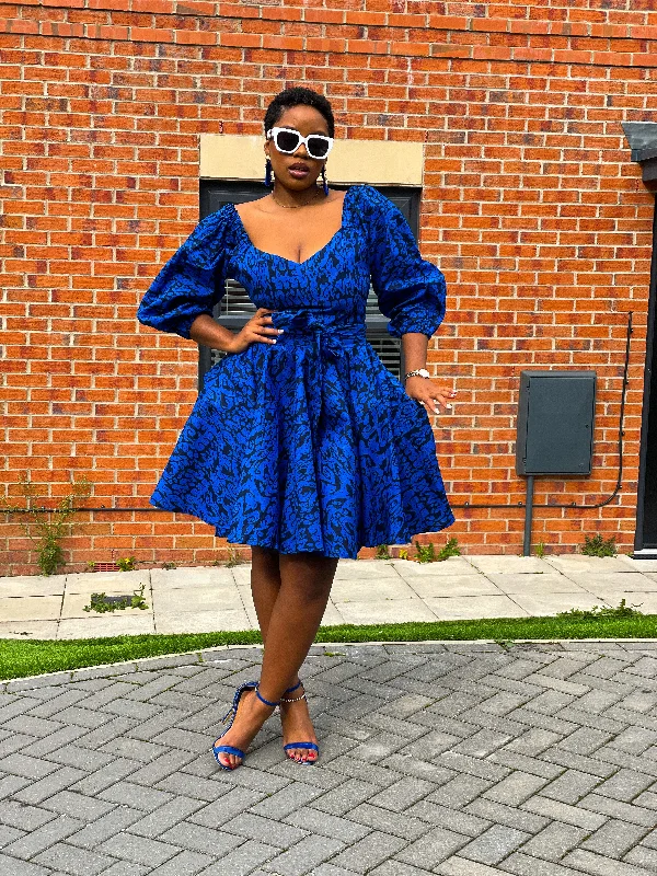 Bianca Ankara Midi Dress | Blue African Print