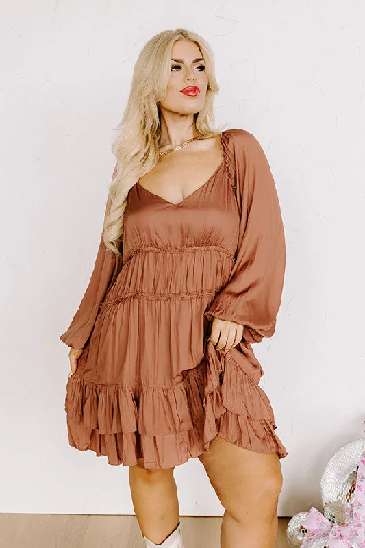 Caught Crushing Ruffle Dress In Rustic Rose Curves