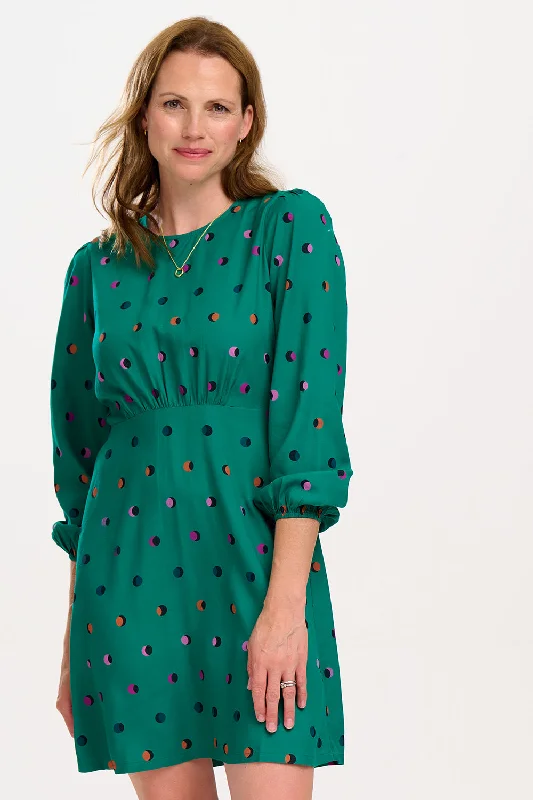 Janet Mini Dress - Green, Rainbow Shadow Polka