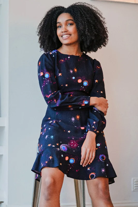 Juliette Dress - Black, Colourful Universe