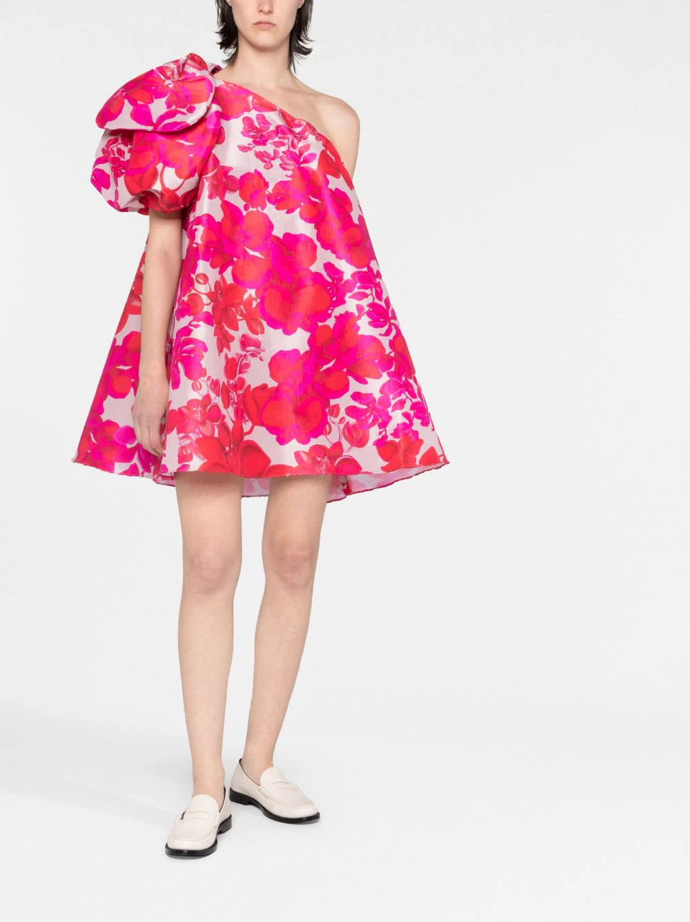 Kika Vargas Mithali Floral-Print One-Shoulder Dress