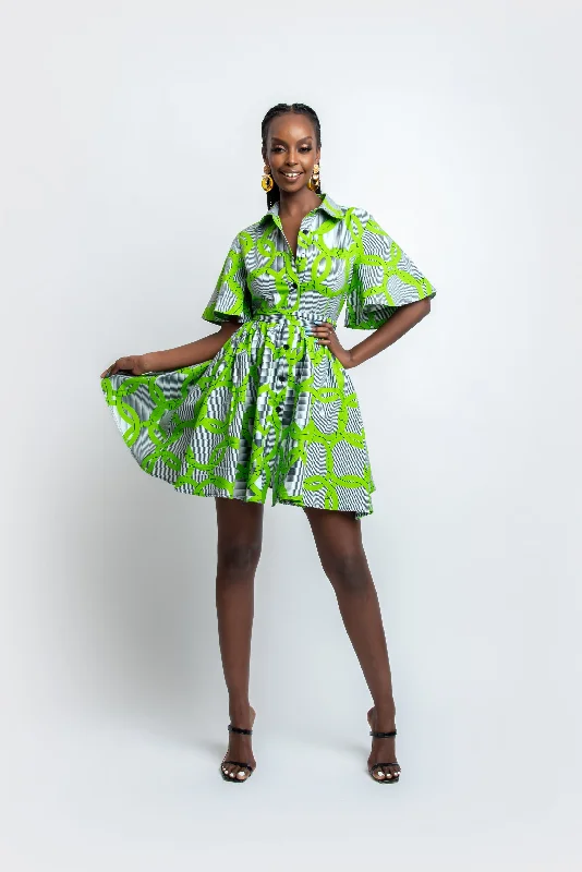 KOJO African Print Shirt Mini Dress