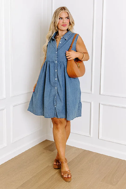 Ocean Retreat Chambray Mini Dress Curves