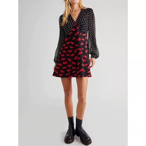 Rixo Lia Lips Mini Dress