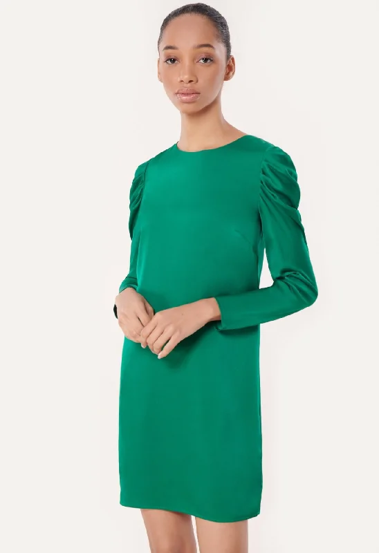 Stretch Silk Carina Draped Long Sleeve Dress