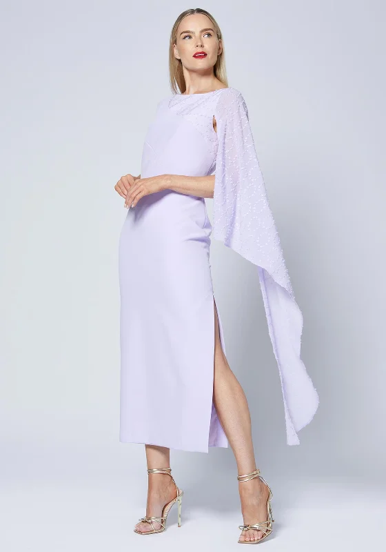 Caroline Kilkenny Pen Drape Sleeve Maxi Dress, Lilac