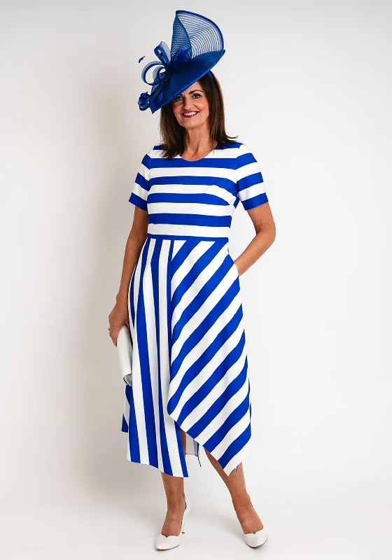 Coco Doll Hara Geometric Stripe Maxi Dress, Royal Blue & White