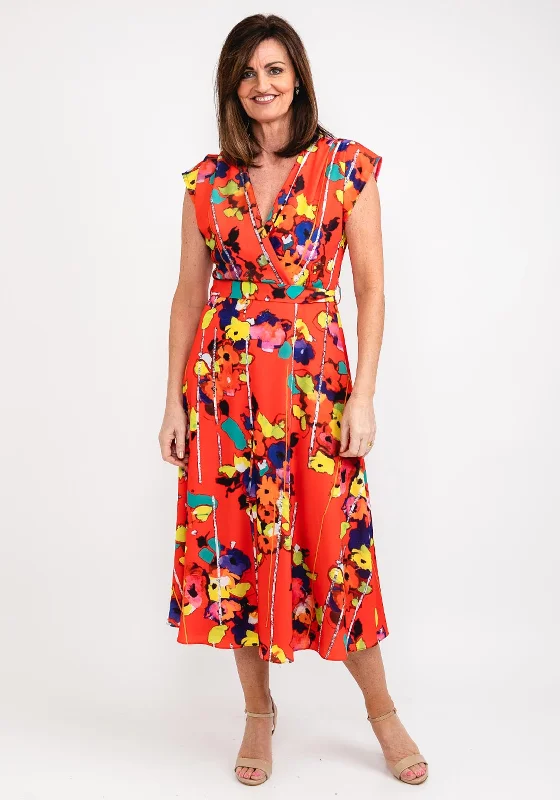 Ella Boo Abstract Floral Print Maxi Dress, Red Multi