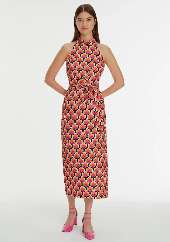 Exquise Halter Neck Print Maxi Dress, Multi