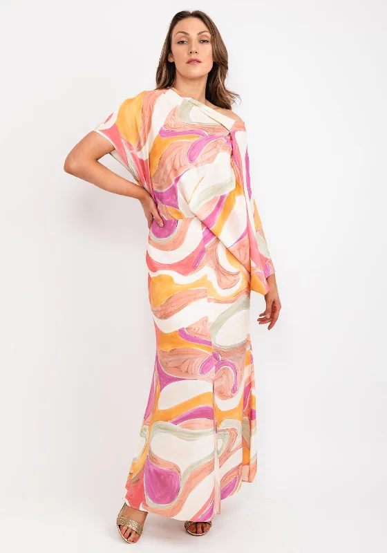 Kameya Draped Abstract Print Maxi Dress, Multi