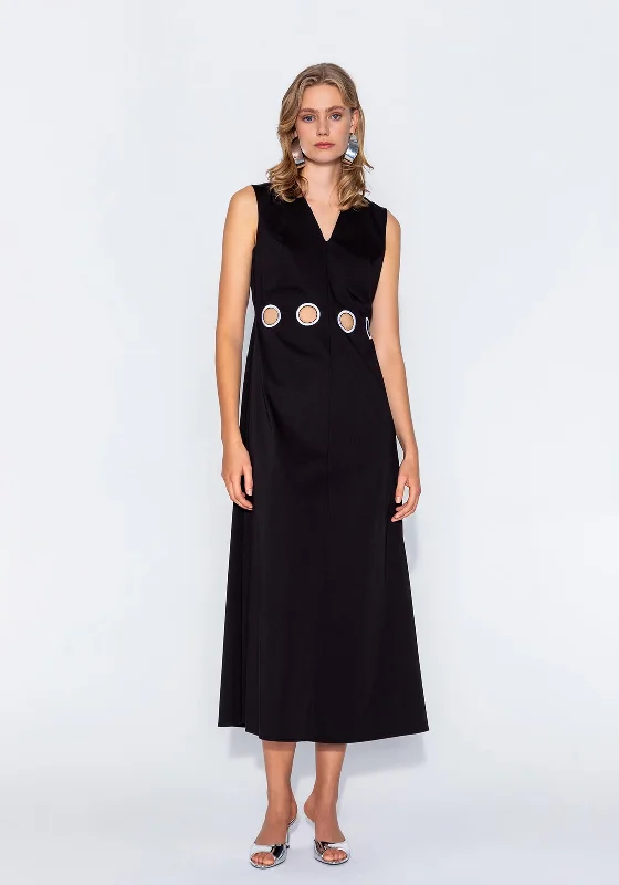 Kameya Cut-Out Detail Maxi A-Line Dress, Black