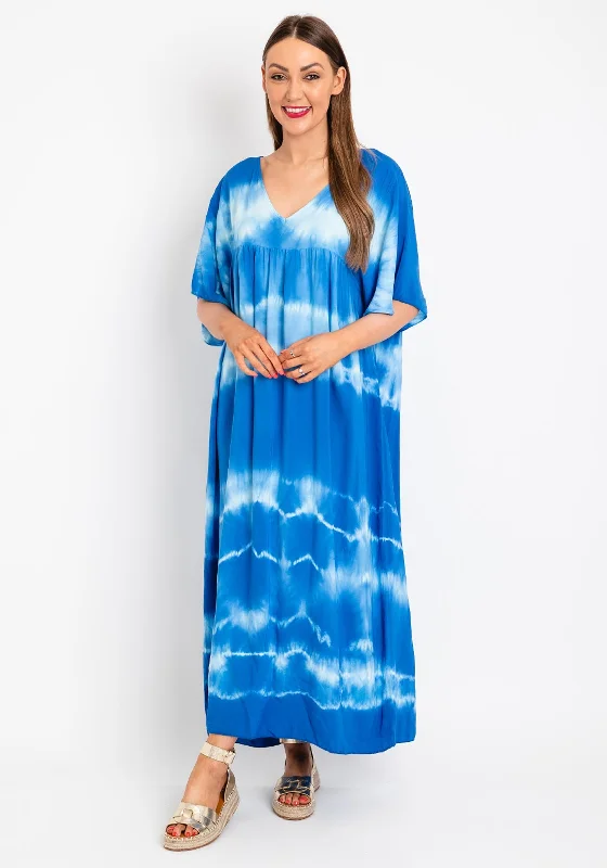 Serafina Collection One Size Tie Dye Maxi Dress, Blue