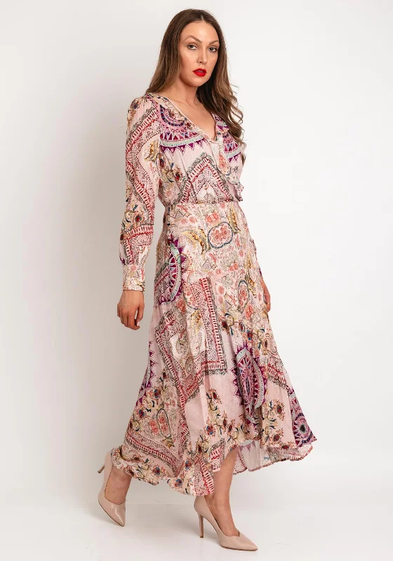 Guess Monique Metallic Shimmer Maxi Dress, Blush