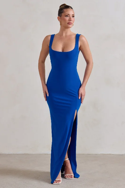 Madeline | Cobalt Blue Sleeveless Thigh Split Maxi Dress