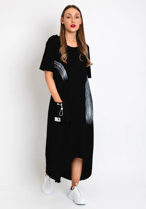 Naya Brushstroke Print Maxi Dress, Black