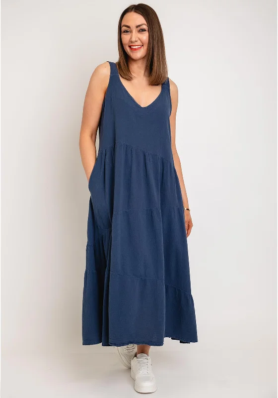 One Life Mar Cotton Aline Maxi Dress, Neptune