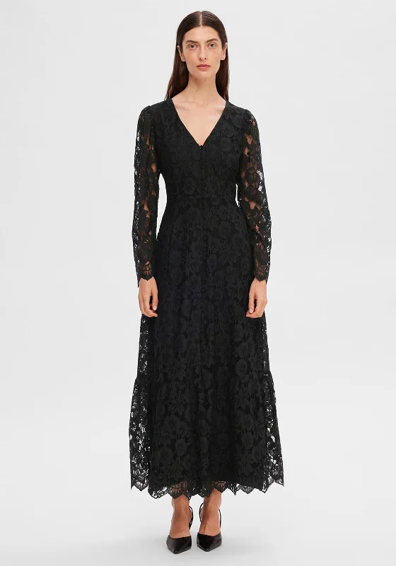 Selected Femme Tara Lace Maxi Dress, Black