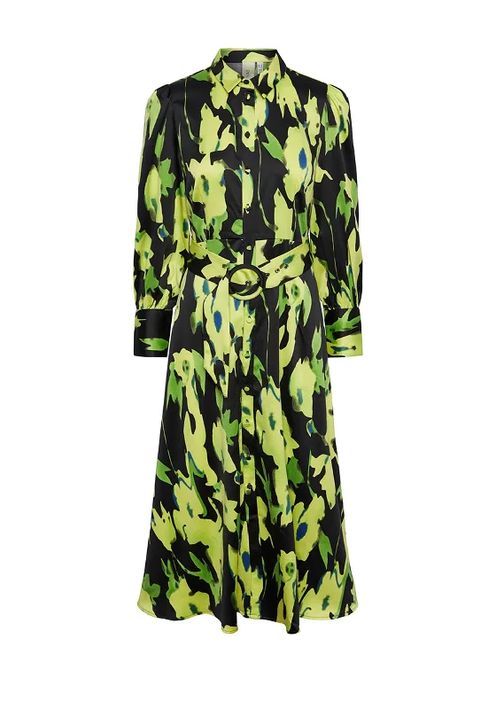 Y.A.S Loliso Maxi Shirt Dress, Black & Lime